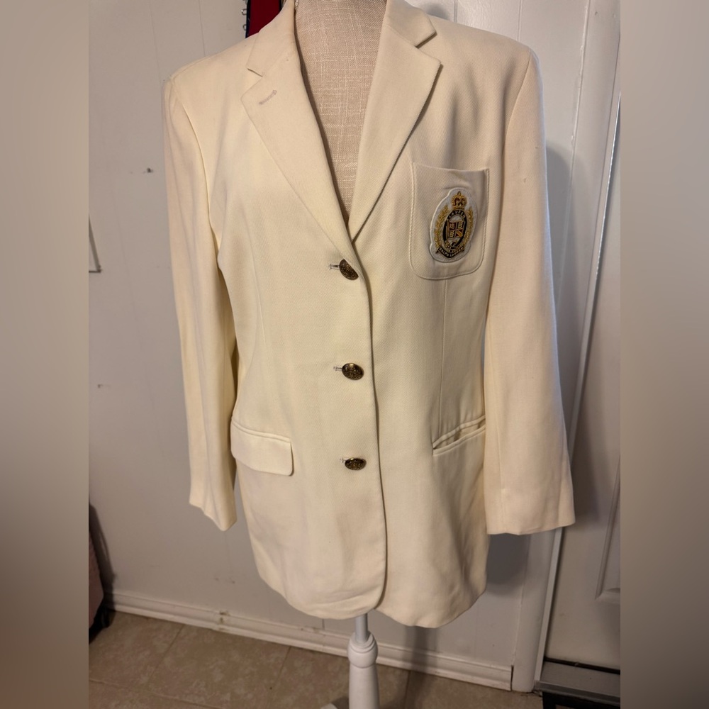 Ralph Lauren Cream Blazer with Embroidered Crest